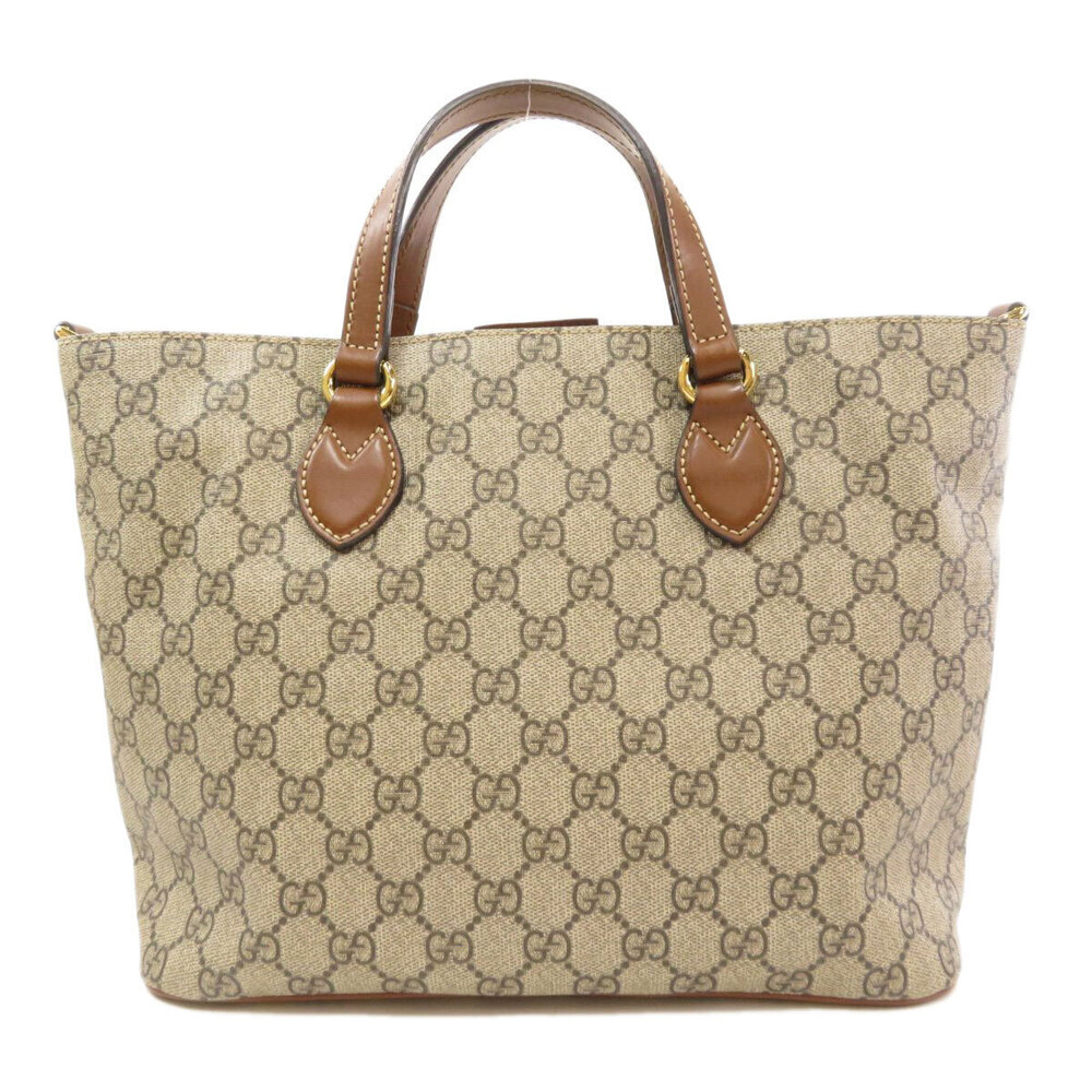 Gucci heart leather GG bag charm tan embroidered Supreme tote Tan